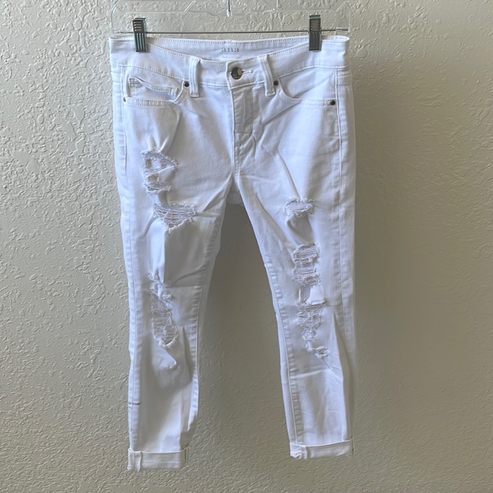 a.n.a White Distressed Skinny Jeans
